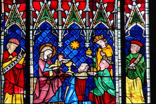 Die Heiligen Drei Könige in einem Fenster des Straßburger Münsters