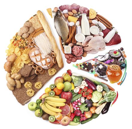 Der Ernährungskreis aus Kohlenhydraten, Eiweiß und Fett