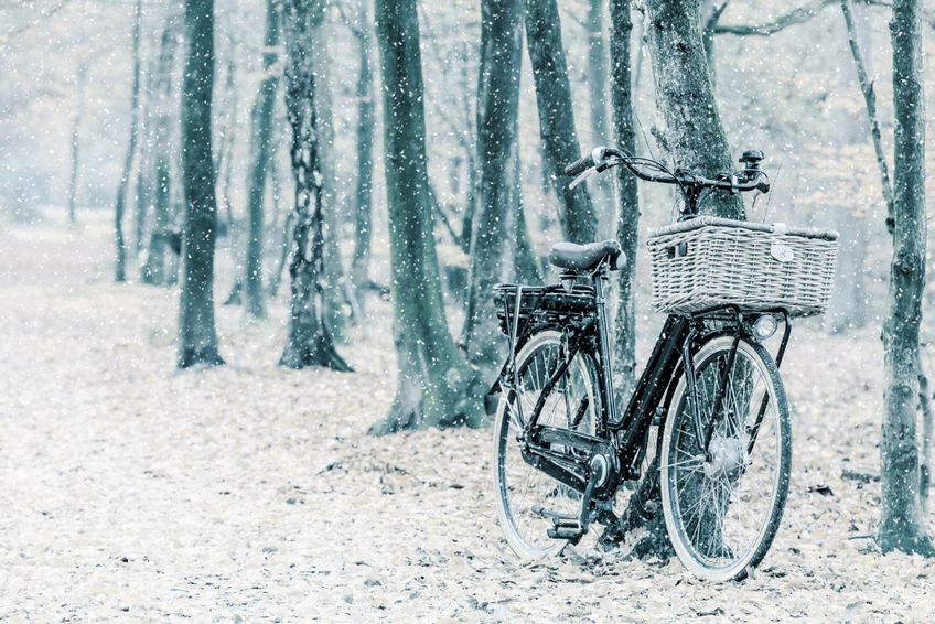 Hollandrad E-Bike im Schnee