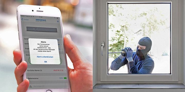Ein Fenstersensor schickt bei Einbruch einen Alarm aufs Smartphone