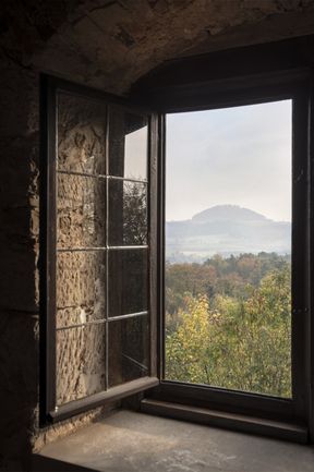 Blick aus dem Fenster der Burg Wäschenbeuren