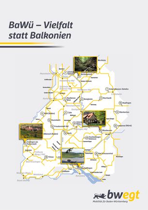 Karte von Baden-Württemberg zeigt die Bahnverbindungen zu den Wanderungen