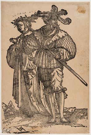Das Holzschnitt-Werk "Tanzendes Paar 1" von Hans Schäufelein um 1535.