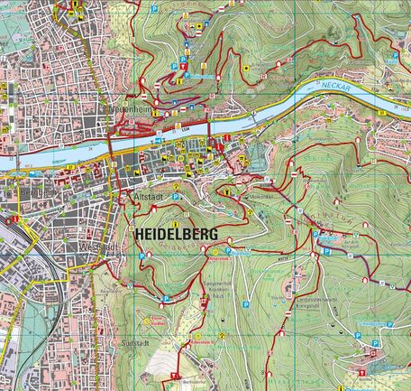 Ausschnitt der Wanderkarte Heidelberg W202