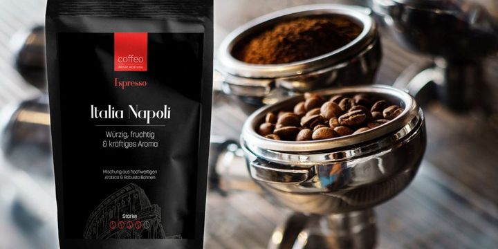 20 % Rabatt auf Kauf von 1000g Italia Napoli Kaffeebohnen