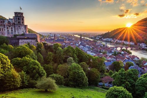 Heidelberg: Schloss von der Scheffelterrasse aus gesehen