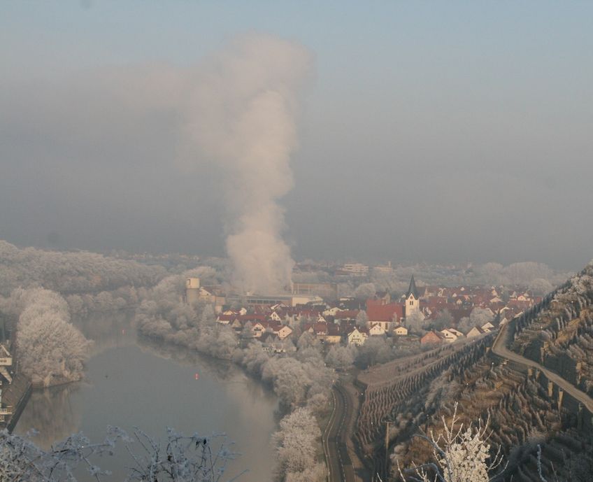 Blick auf Gemmrigheim im Winter