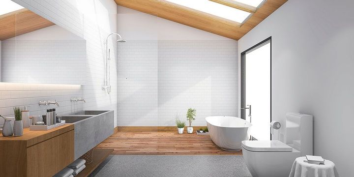 Modernes Badezimmer mit Oberlicht